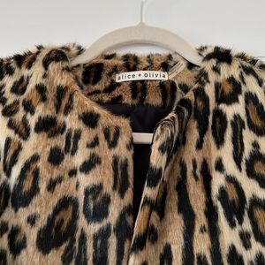 Alice + Olivia Faux Leopard Vest with clip front